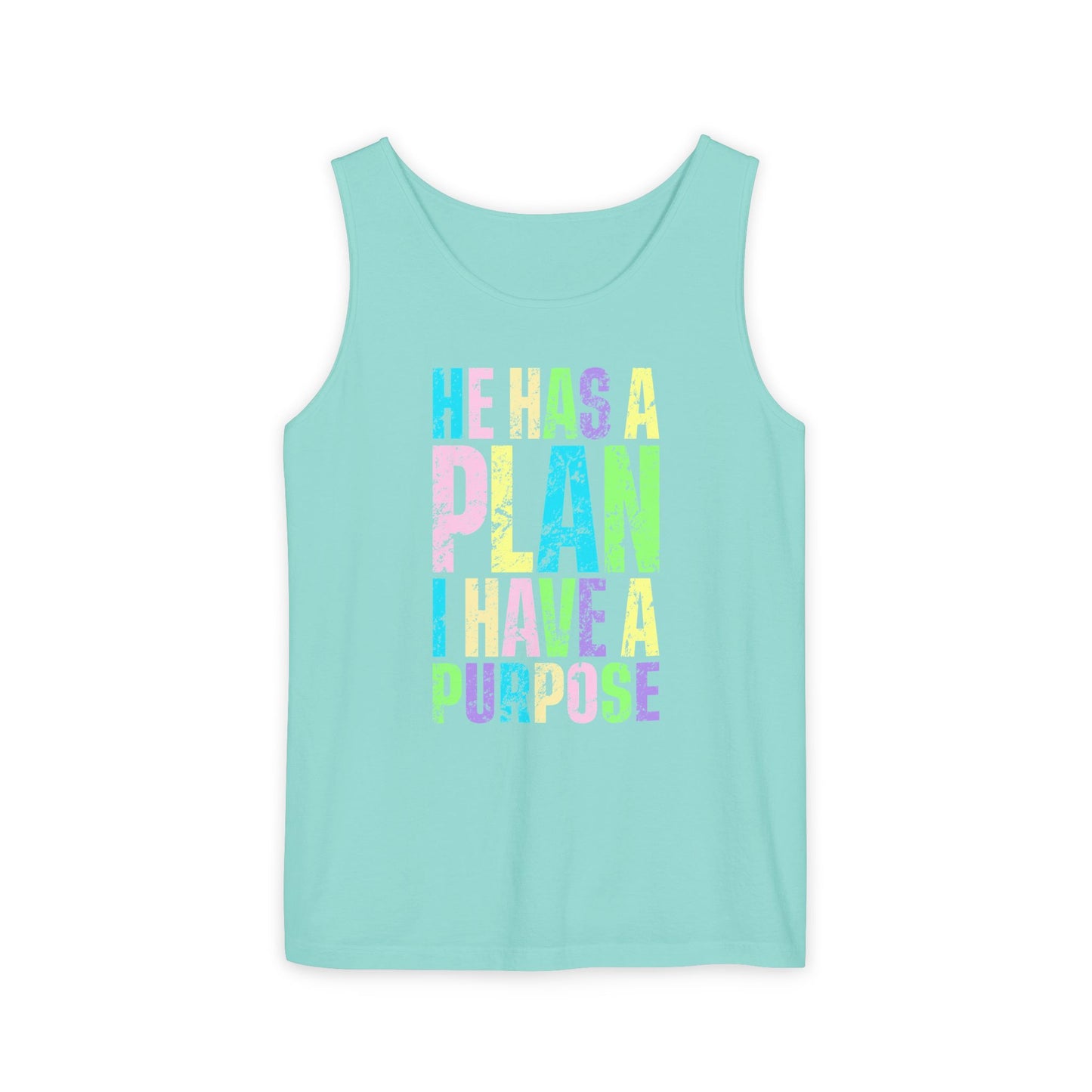 COMFORT COLORS - Inspirational Tank Top — "He Has a Plan, I Have a Purpose" Motivational Graphic Tank