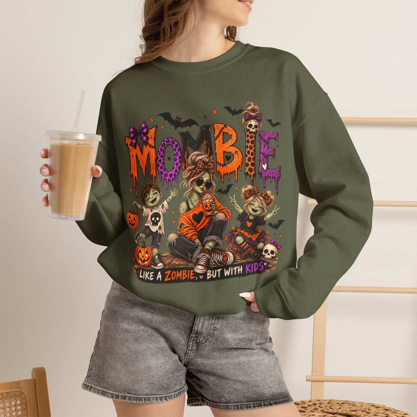 GILDAN - Mombie Halloween Sweatshirt — "Mombie" Zombie Mom Graphic Crewneck