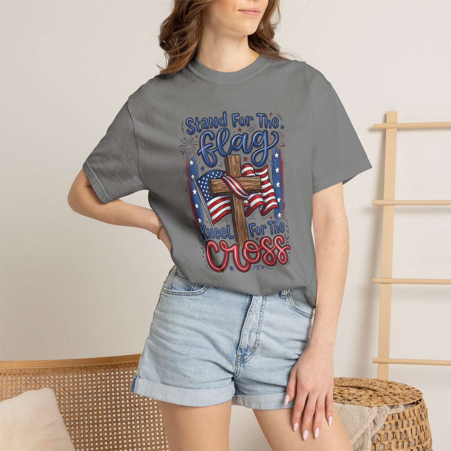 COFORT COLORS - Stand For The Flag Kneel For The Cross T-Shirt