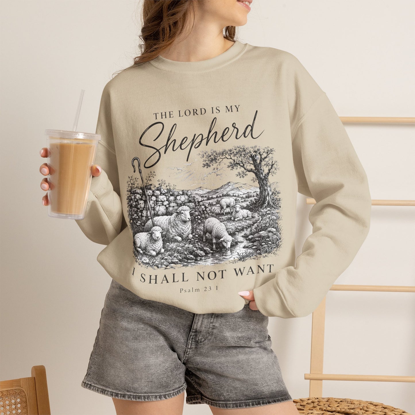 GILDAN - The Lord Is My Shepherd Psalm 23 Christian Crewneck Sweatshirt