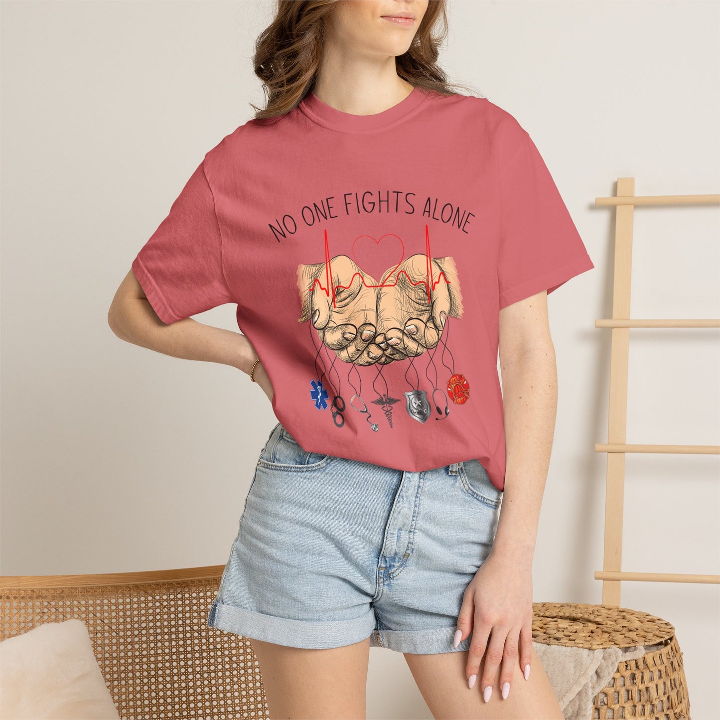 COMFORT COLORS - No One Fights Alone T-Shirt — Supportive Cancer Awareness Tee