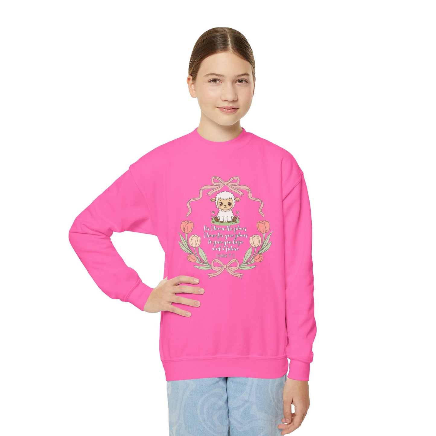 JEREMIAH 29:11 YOUTH SWEATSHIRT WHITE FONT