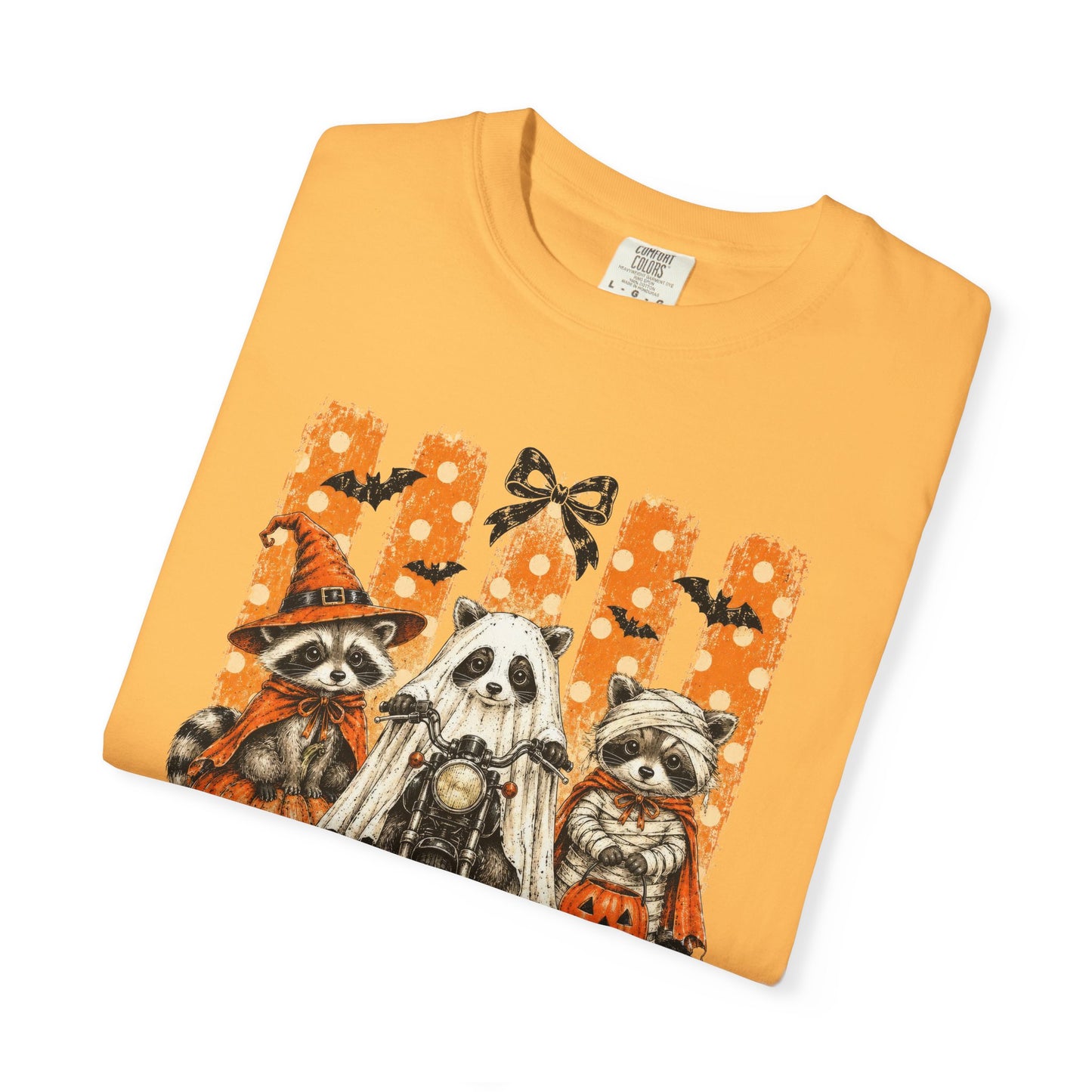 COMFORT COLORS - Spooky and Feral Halloween T-Shirt — Raccoon & Pumpkin Costume Tee