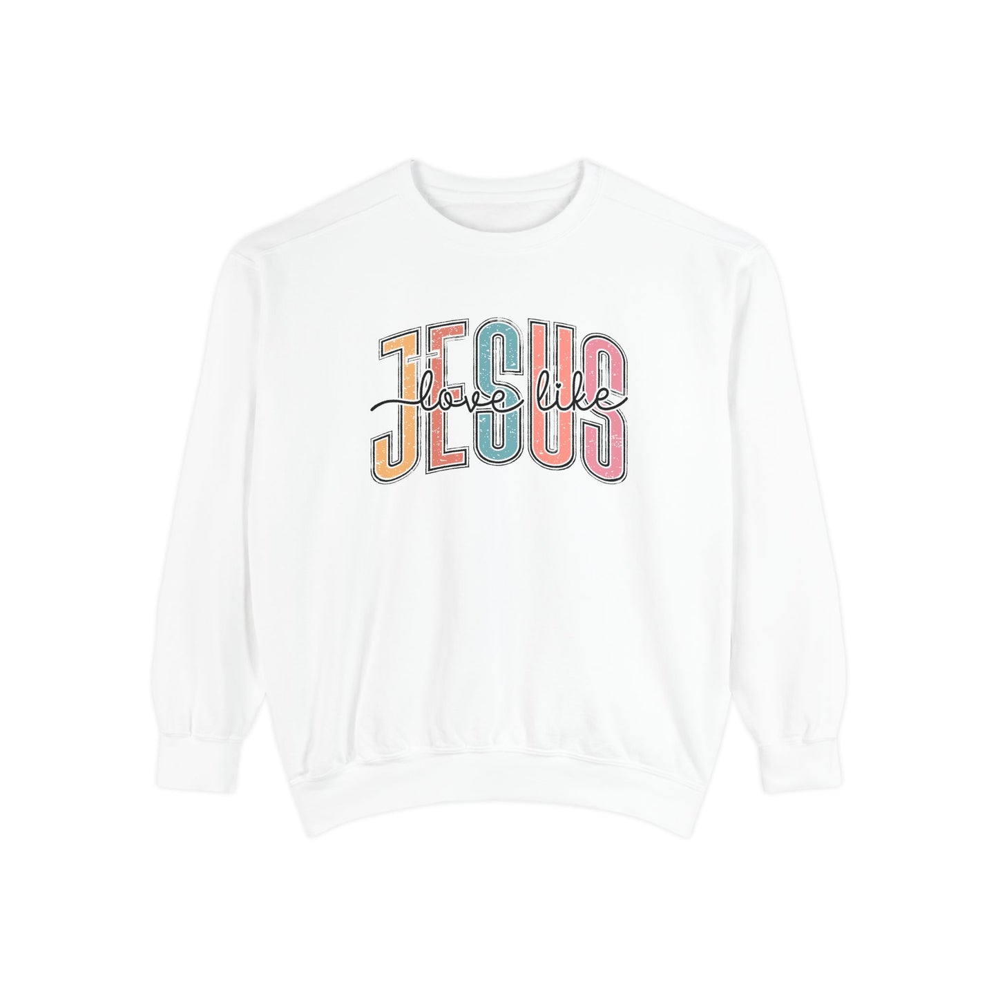 COMFORT COLORS - Jesus Floral Graphic Sweatshirt — Retro Pastel Faith Pullover