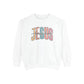 COMFORT COLORS - Jesus Floral Graphic Sweatshirt — Retro Pastel Faith Pullover