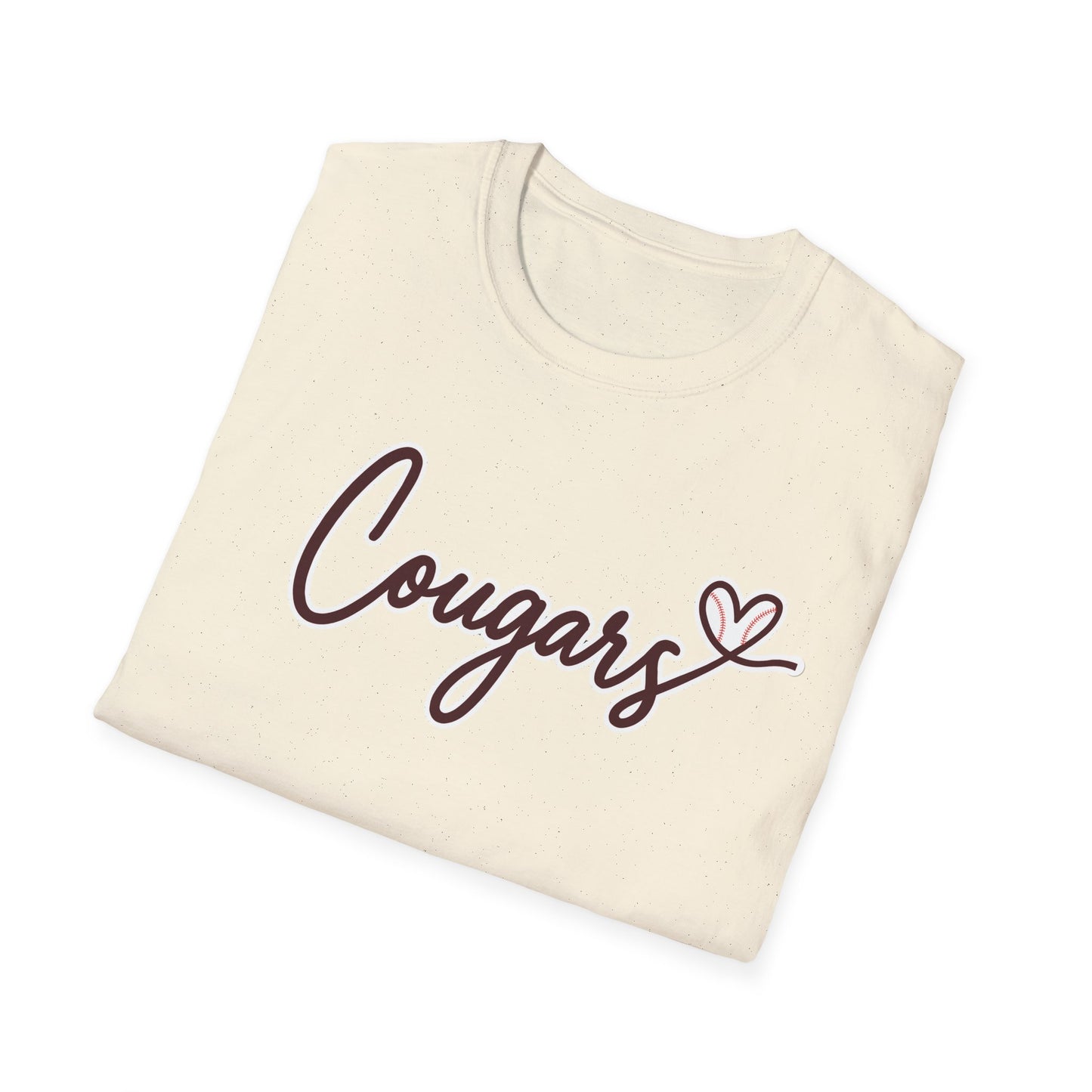GILDAN - Cougars Script T-Shirt — Retro Pink Heart Team Tee