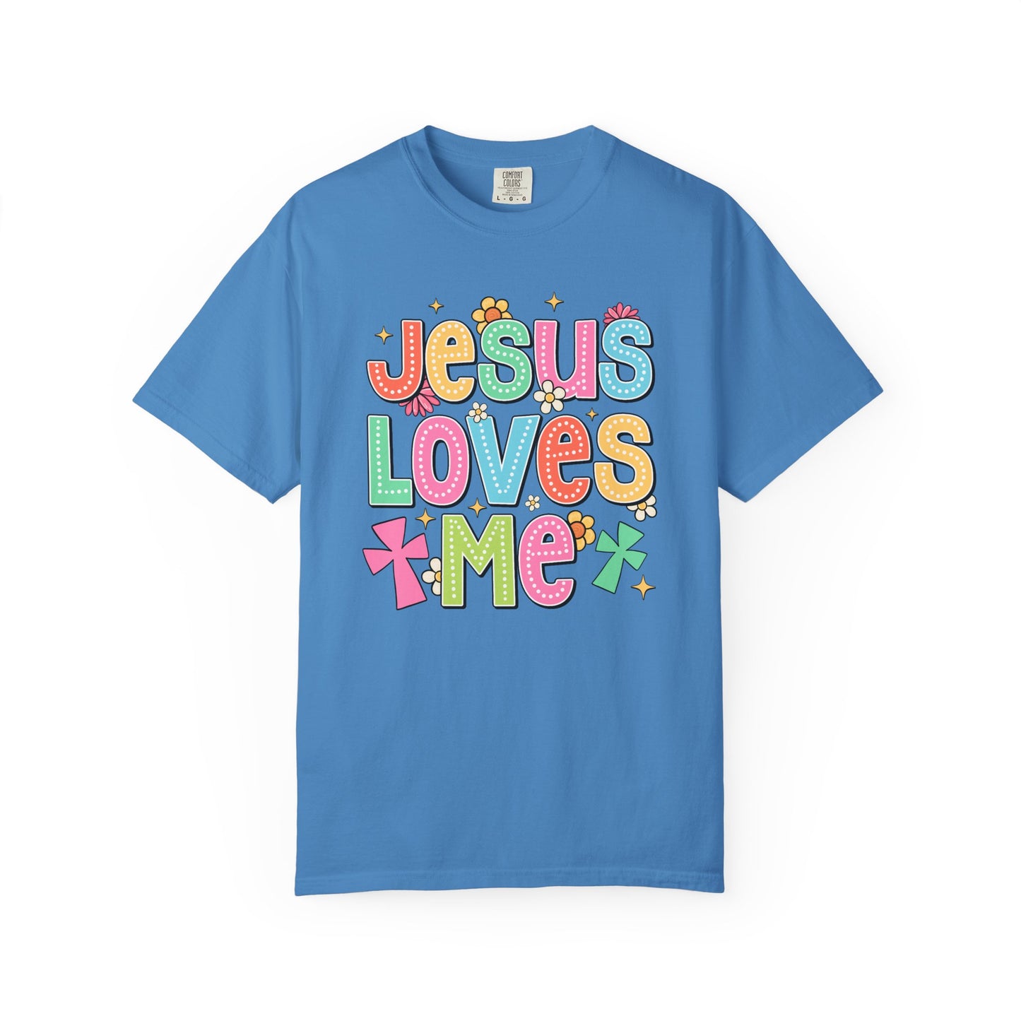 COMFORT COLORS - Jesus Loves Me T-Shirt — Colorful Retro Kids/Youth Faith Tee