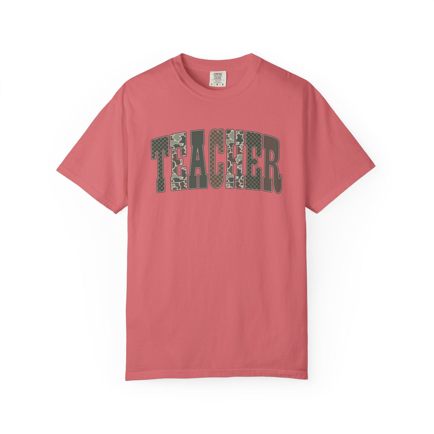 COMFORT COLORS - Teacher Graphic T-Shirt — Floral Pattern "TEACHER" Tee