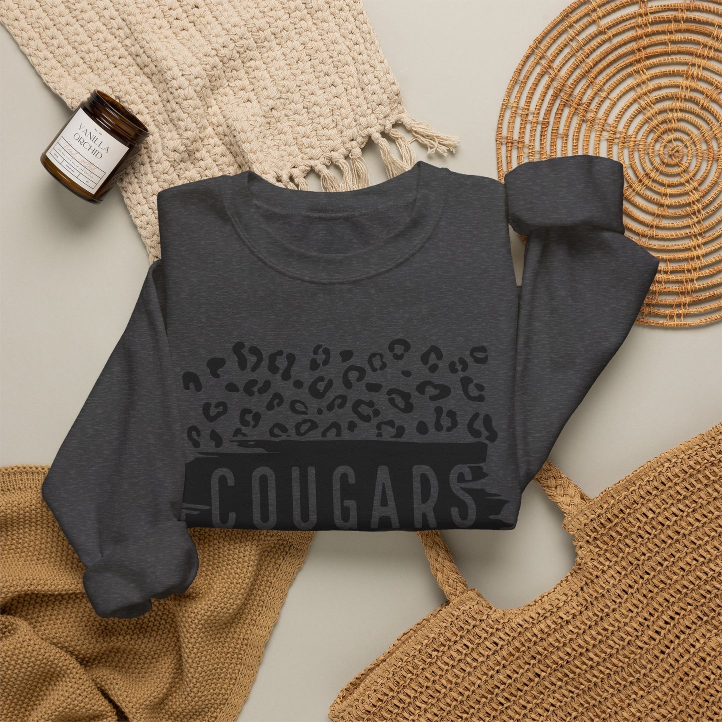 GILDAN -Cougars Vibes Leopard Graphic Sweatshirt