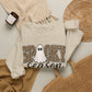 GILDAN - Spooky Season Sweatshirt — Leopard Print Ghost Halloween Crewneck