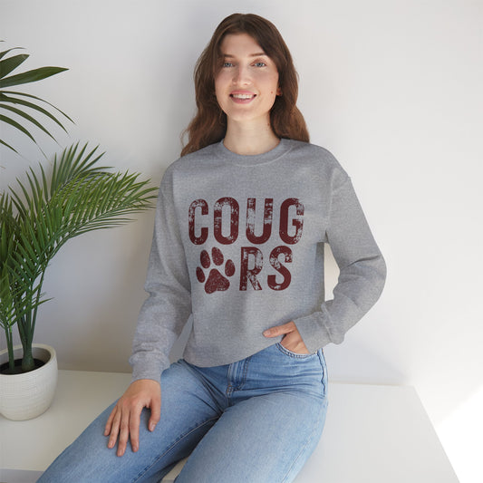 GILDAN - Cougars Paw Crewneck Sweatshirt – Vintage Distressed Cougar Paw Graphic