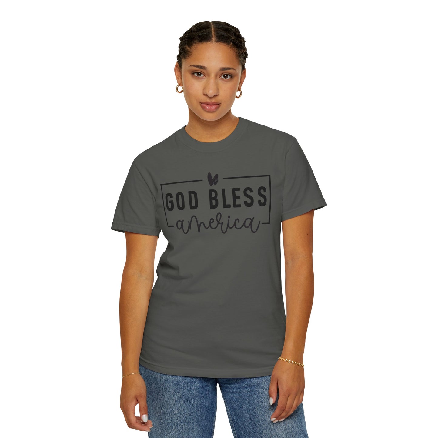 COMFORT COLORS - God Bless America T-Shirt — Patriotic Script Tee