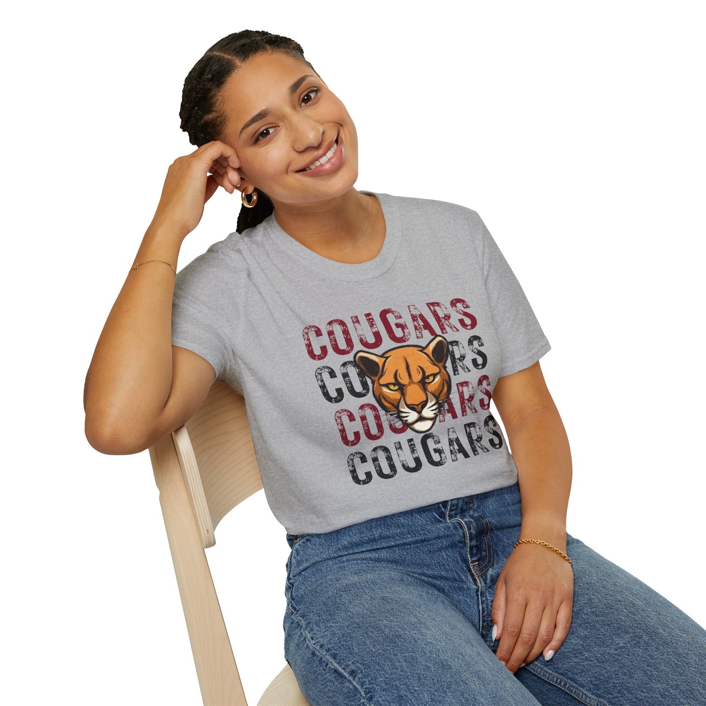 GILDAN - Cougars Vintage Mascot T-Shirt — Retro Cougar Graphic Tee