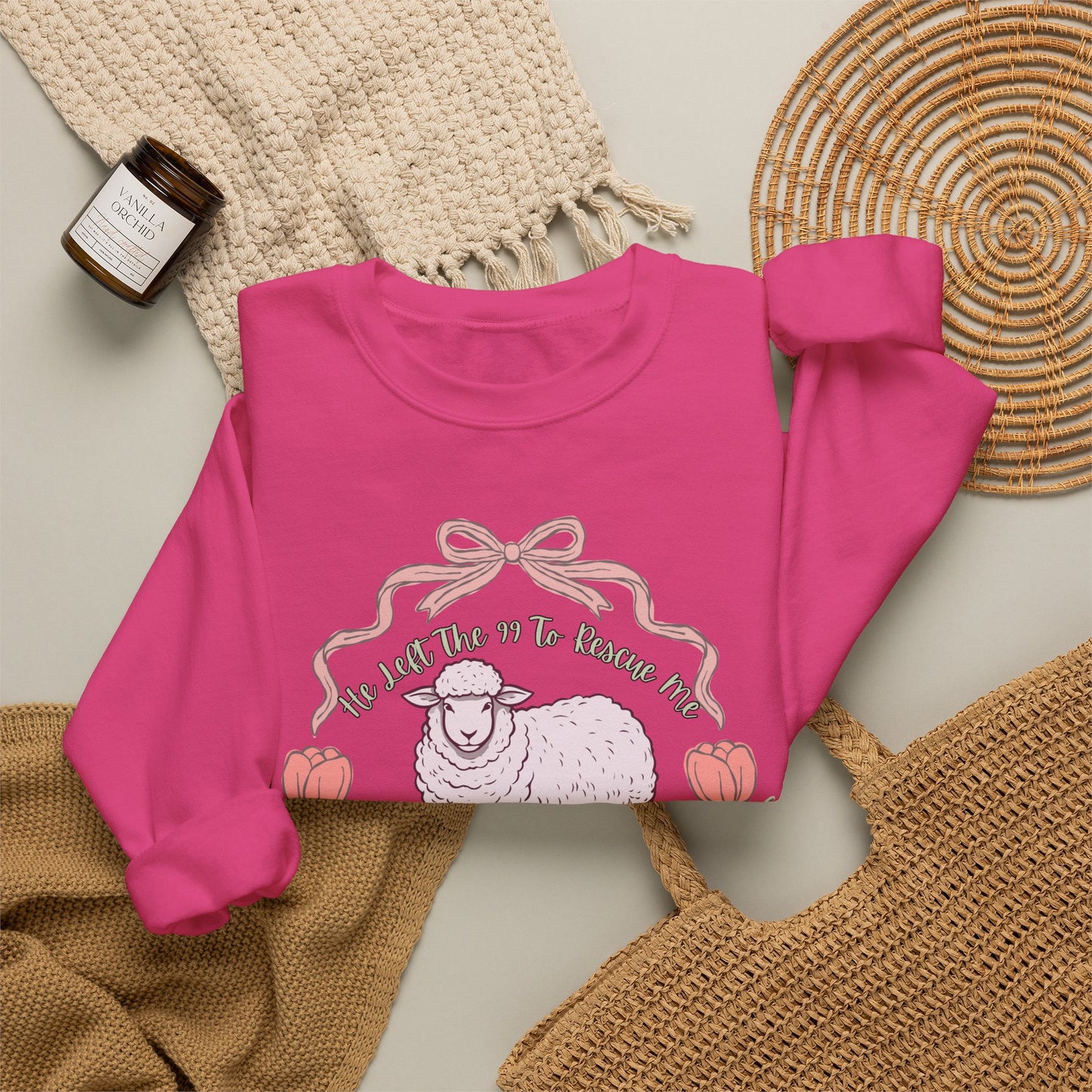 GILDAN - HE LEFT THE 99 WITH RIBBON FRAME ADULT SWEATSHIRT - FRONT AND BACK PRINT