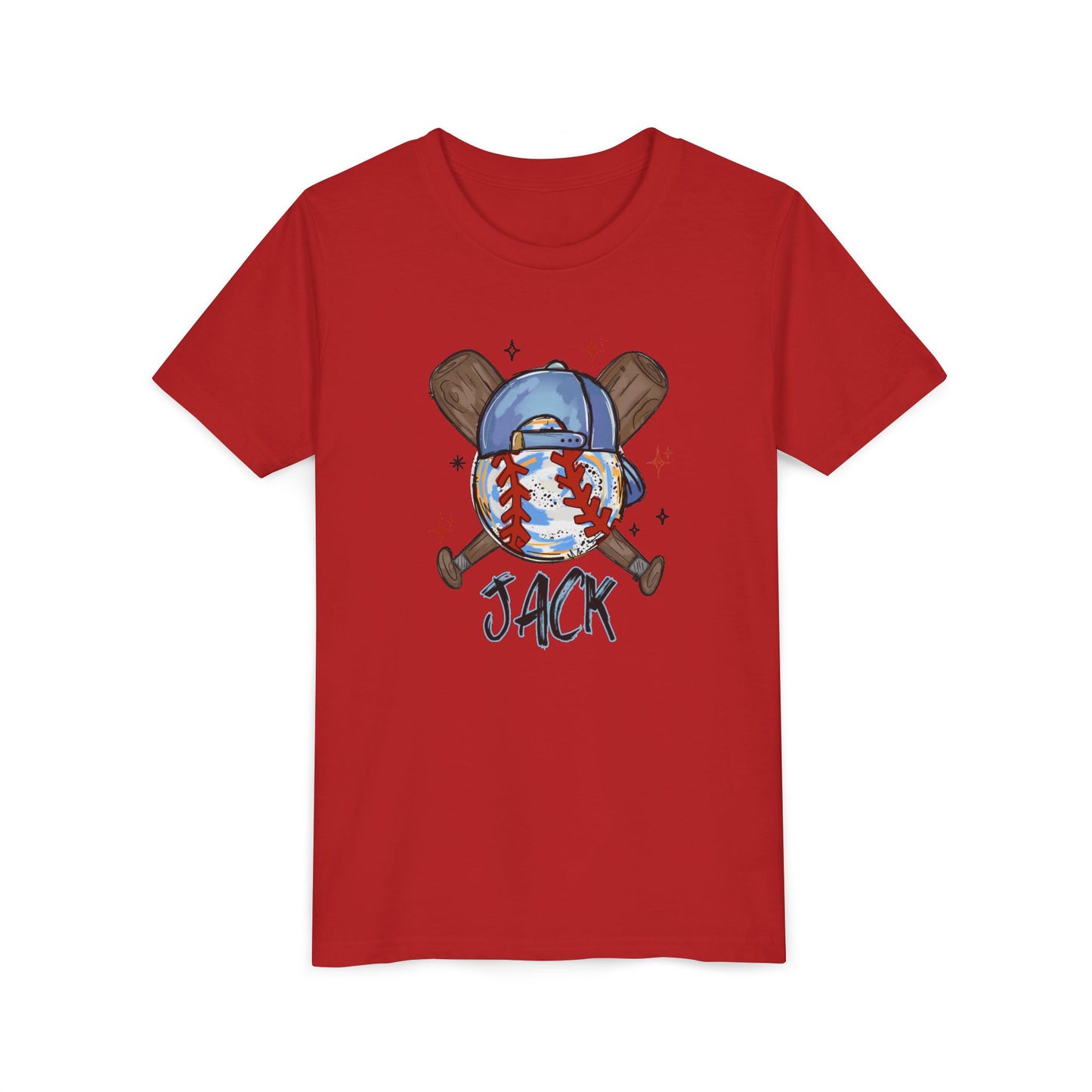 *** NEED THIS PERSONALIZED? DO NOT ORDER THIS SHIRT - PLEASE EMAIL ME AT REFININGFAITHCOMPANY@GMAIL.COM - Youth Baseball Tee — Personalized 'Jack' Cap & Crossed Bats Design