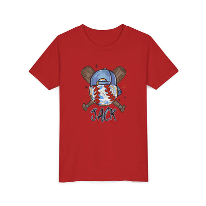 *** NEED THIS PERSONALIZED? DO NOT ORDER THIS SHIRT - PLEASE EMAIL ME AT REFININGFAITHCOMPANY@GMAIL.COM - Youth Baseball Tee — Personalized 'Jack' Cap & Crossed Bats Design