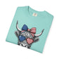 COMFORT COLORS - Patriotic Highland Cow T-Shirt — American Flag Heart Sunglasses