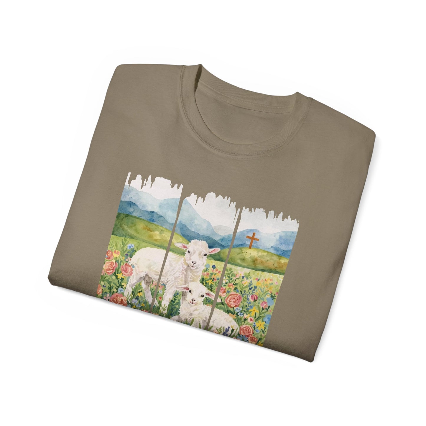 GILDAN - Lamb In Wildflowers Tee – "The Lord Is My Shepherd" Cotton T-Shirt