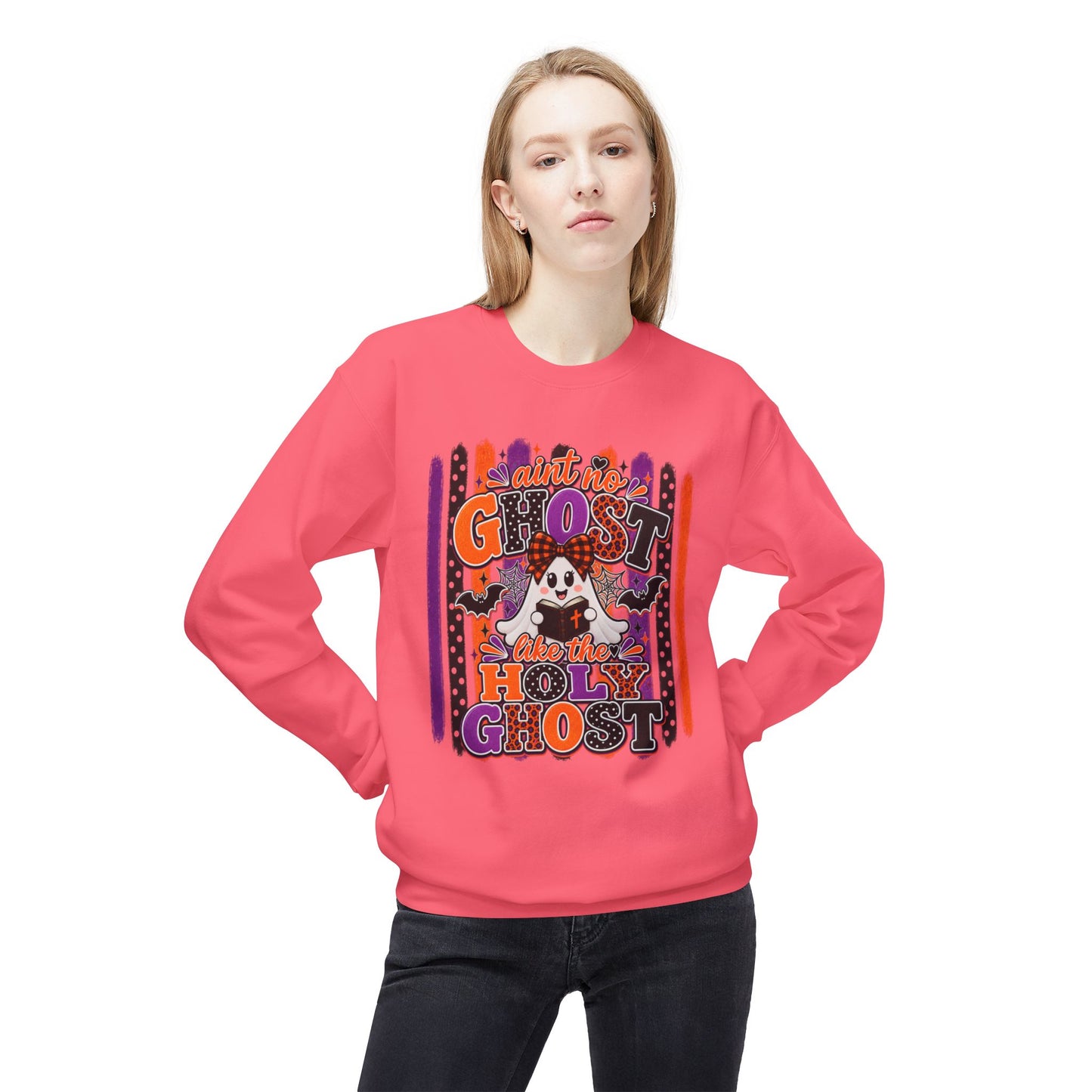 GILDAN - Halloween Ghost Crewneck Sweatshirt — "Ain't No Ghost Like the Holy Ghost"