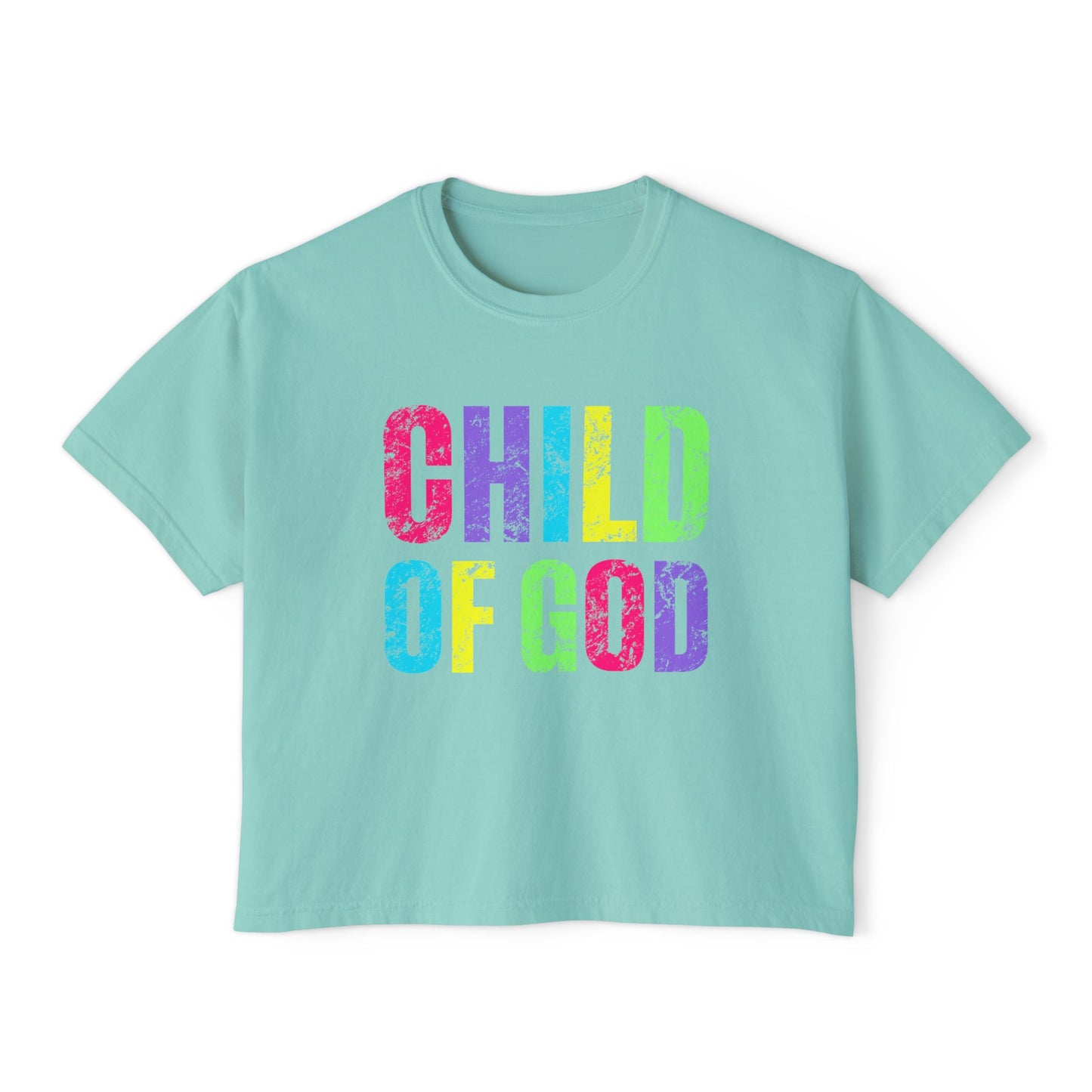 COMFORT COLORS - Child of God Boxy Tee — Women's Rainbow Faith T‑Shirt