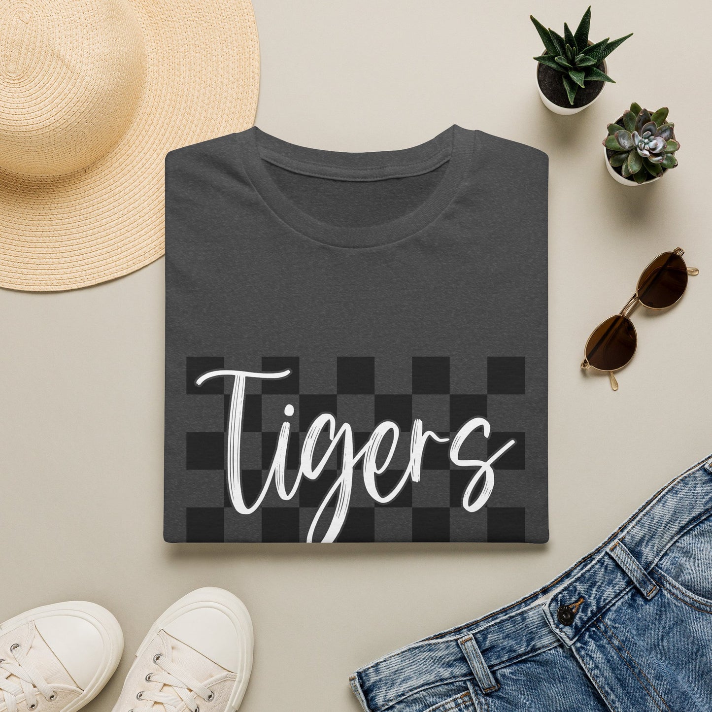 T-Shirt — 'Tigers' Checkerboard School Spirit Tee