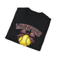 Munford Cougars Softball T-Shirt — Yellow Ball & Bow Team Tee