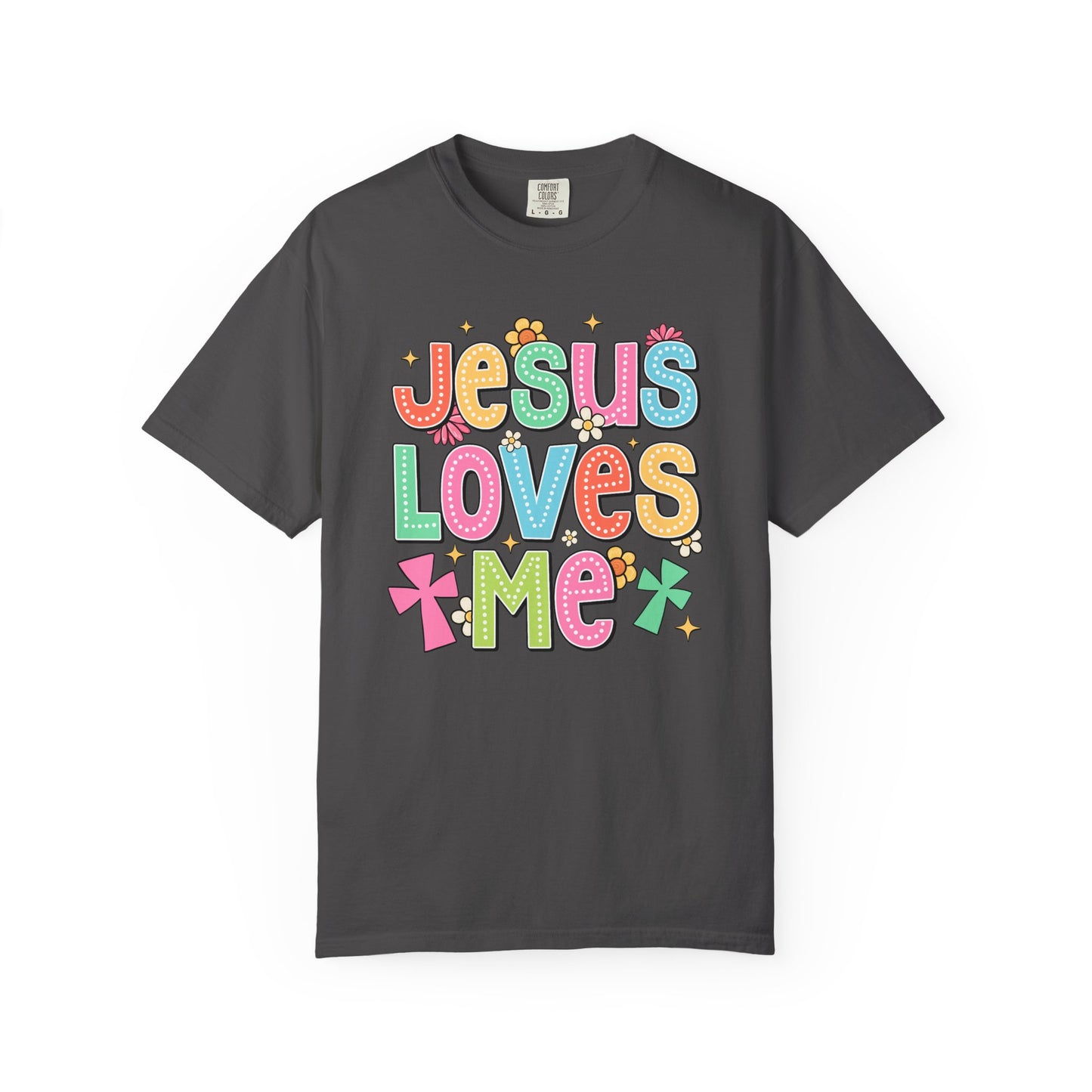COMFORT COLORS - Jesus Loves Me T-Shirt — Colorful Retro Kids/Youth Faith Tee