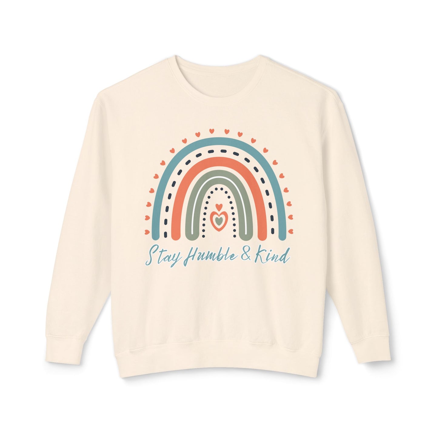 COMFORT COLORS -  Crewneck Sweatshirt - 'Stay Humble & Kind' Pastel Rainbow