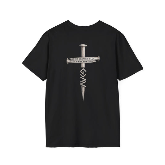 T-Shirt — 'Get Down' Cross & Nail Graphic