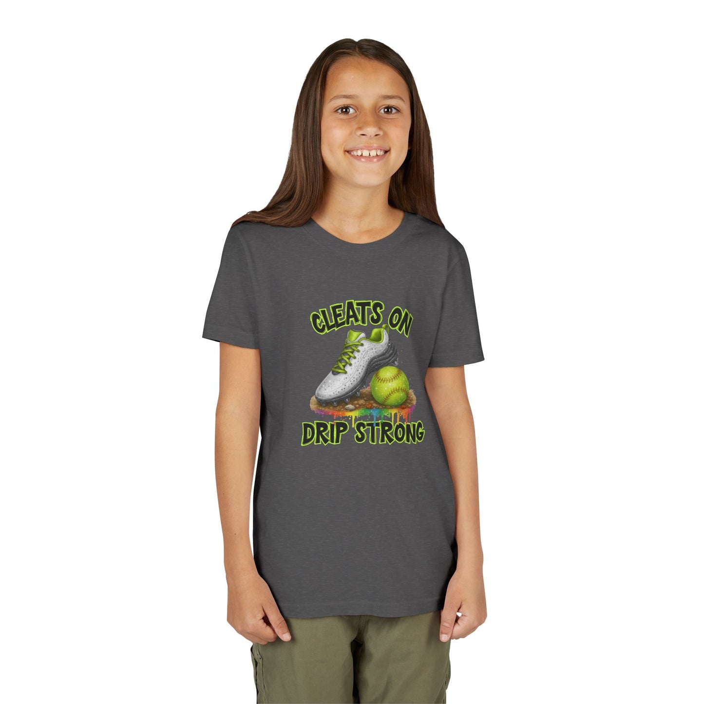 BELLA CANVAS - Youth Tee — "Cleats On, Drip Strong" Softball/Baseball Graphic
