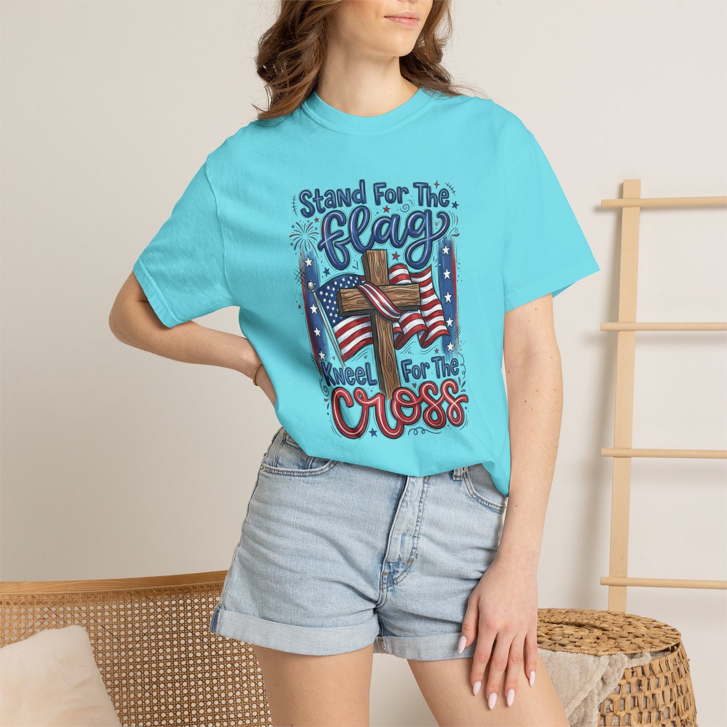 COFORT COLORS - Stand For The Flag Kneel For The Cross T-Shirt