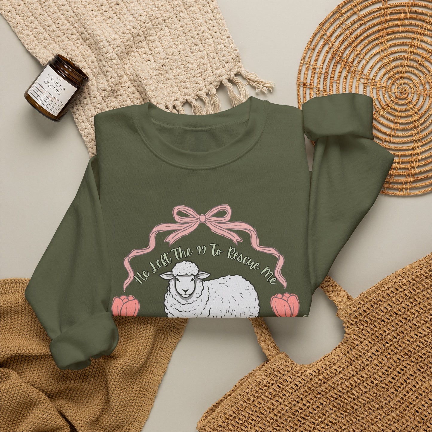 GILDAN - HE LEFT THE 99 WITH RIBBON FRAME ADULT SWEATSHIRT - FRONT AND BACK PRINT