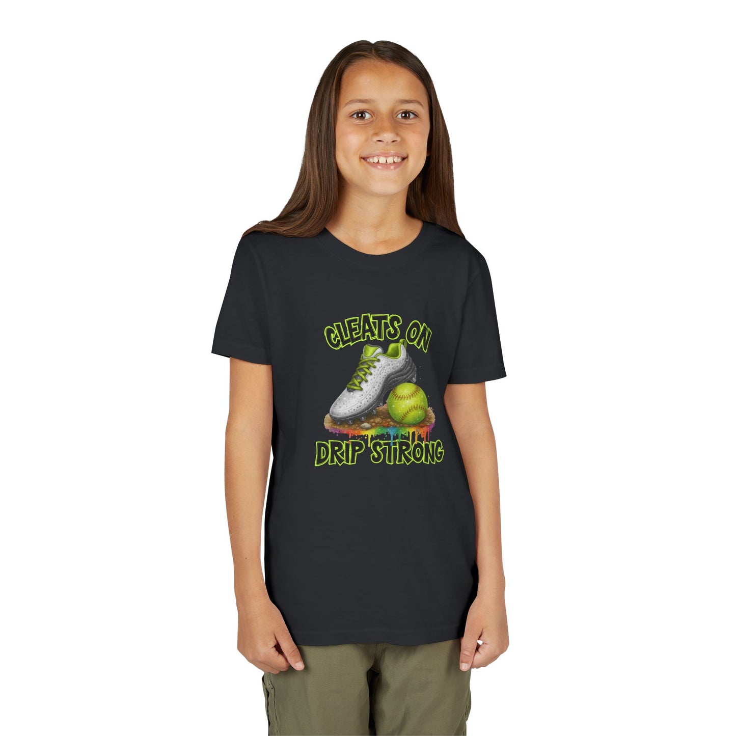 BELLA CANVAS - Youth Tee — "Cleats On, Drip Strong" Softball/Baseball Graphic