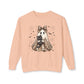 COMFORT COLORS - Leopard Bow Ghost Sweatshirt — Cute Halloween Ghost Holding Black Cat