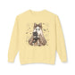 COMFORT COLORS - Leopard Bow Ghost Sweatshirt — Cute Halloween Ghost Holding Black Cat