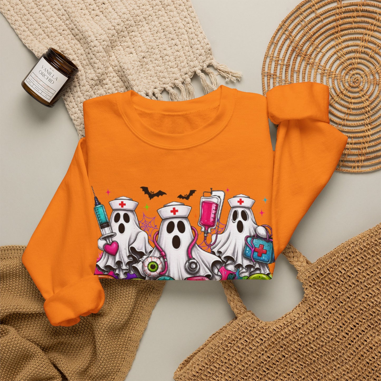 GILDAN - Boo Boo Crew Sweatshirt — Cute Nurse Ghosts Halloween Crewneck