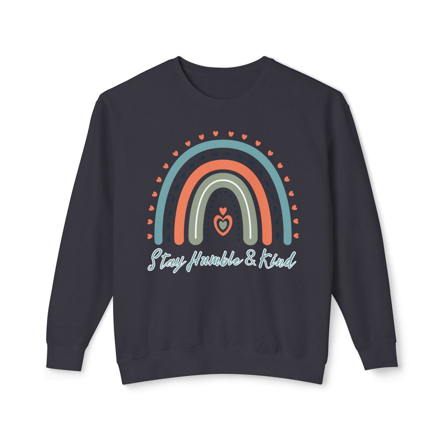 COMFORT COLORS -  Crewneck Sweatshirt - 'Stay Humble & Kind' Pastel Rainbow