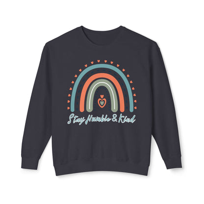 COMFORT COLORS -  Crewneck Sweatshirt - 'Stay Humble & Kind' Pastel Rainbow