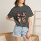 COMFORT COLORS - Patriotic American Flag Bow T-Shirt — "Home of the Brave" Fourth of July Tee