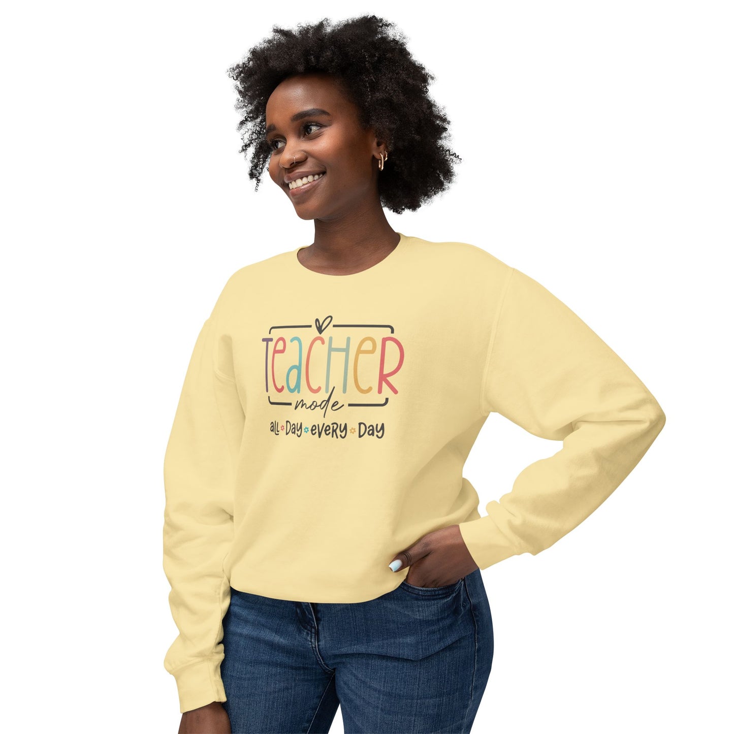 Custom Colors - Teacher Made All Day Every Day Crewneck Sweatshirt