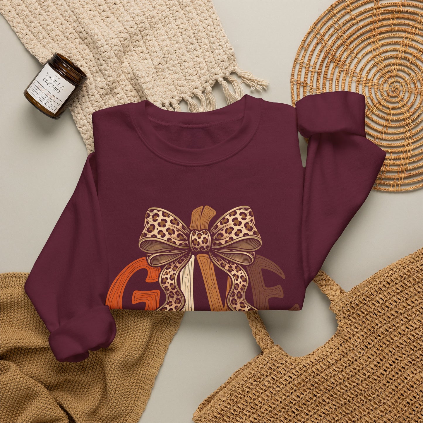 GILDAN - Give Thanks Thanksgiving Bow Sweatshirt