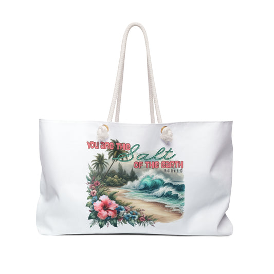 Beach Weekender Bag – "You Are the Salt of the Earth" Tropical Tote