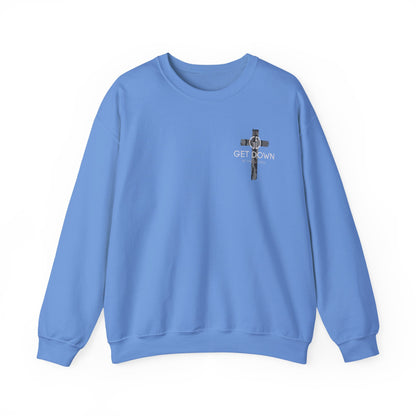 GILDAN - GET DOWN IN THE GOSPEL ADULT SWEATSHIRT GRAY CAMO CROSS