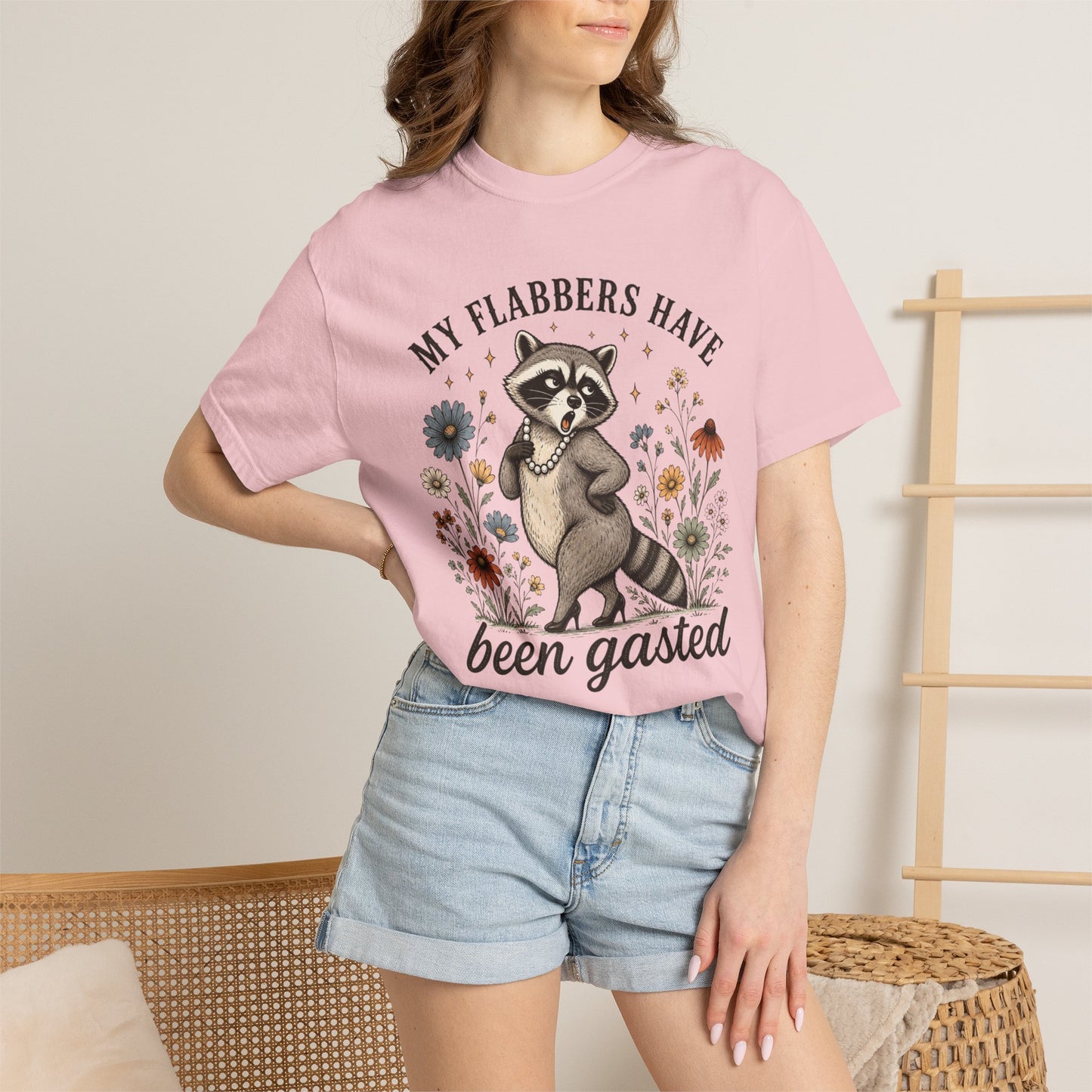 COMFORT COLOR - Raccoon Floral Tee — "My Flabbers Have Been Gasted" Graphic T-Shirt