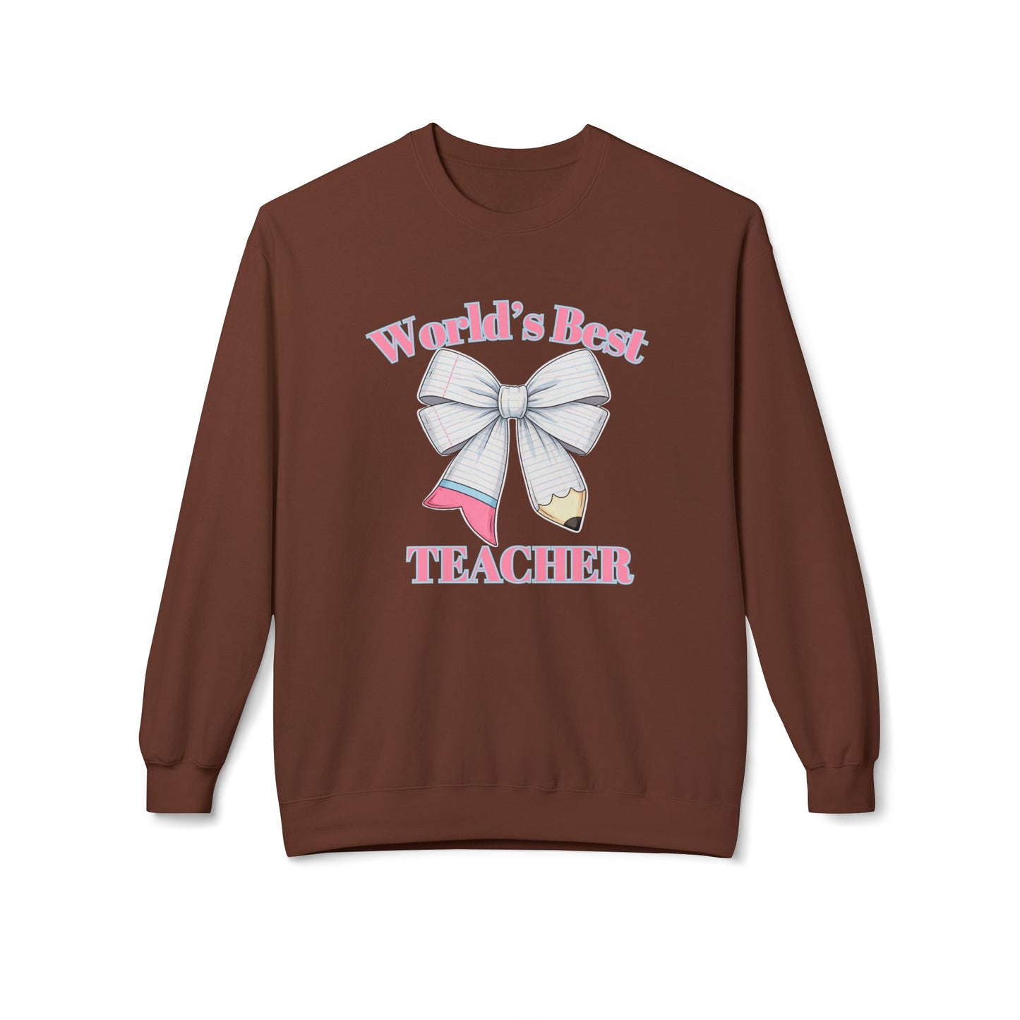 World’s Best Teacher Crewneck Sweatshirt — Bow & Pencil Teacher Gift