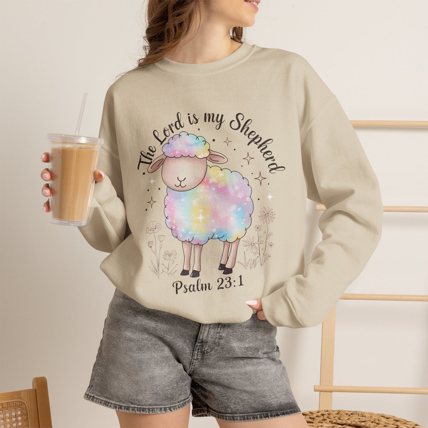 GILDAN - Psalm 23:1 Rainbow Lamb Sweatshirt