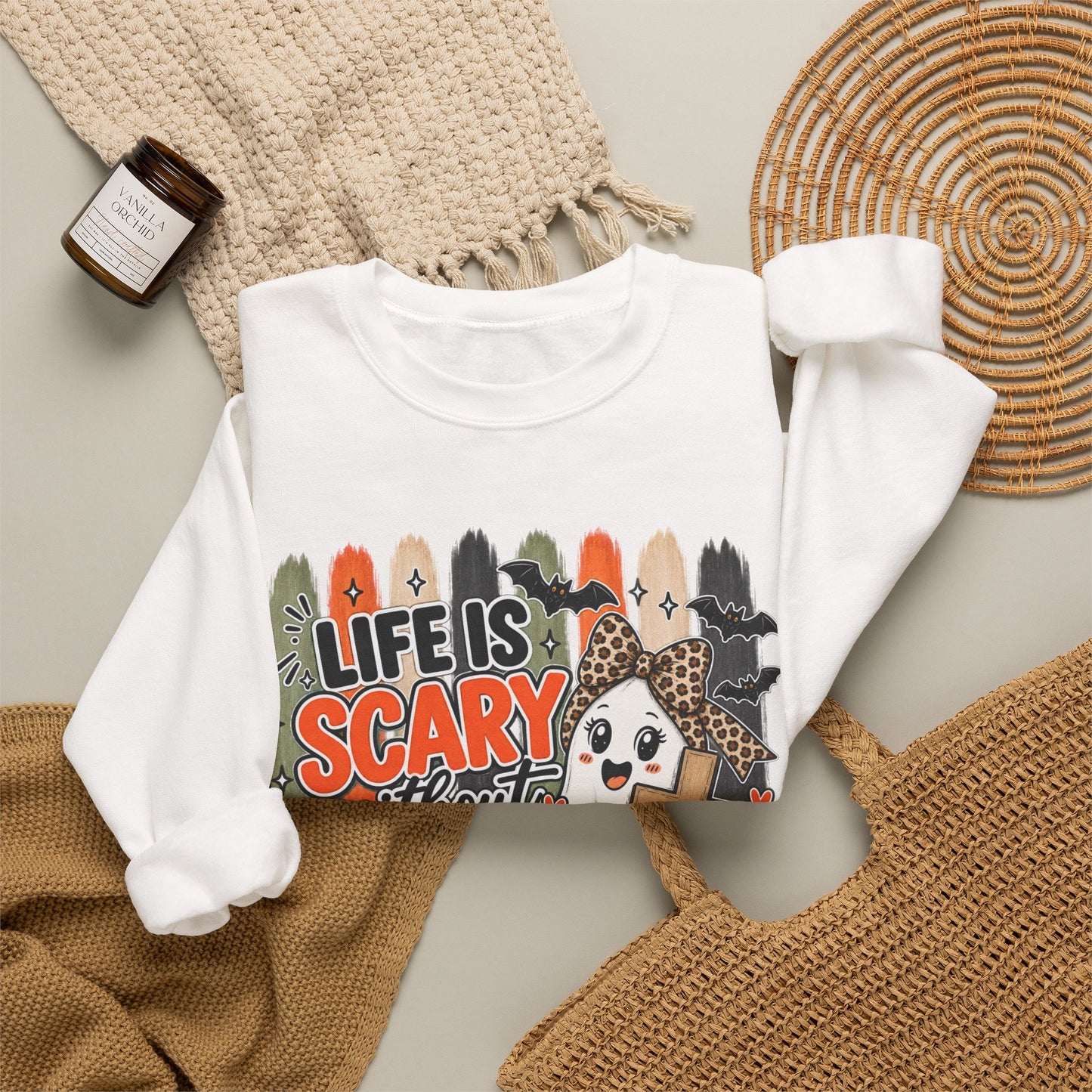 GILDAN - Christian Halloween Sweatshirt — "Life Is Scary Without Jesus" Fall Crewneck