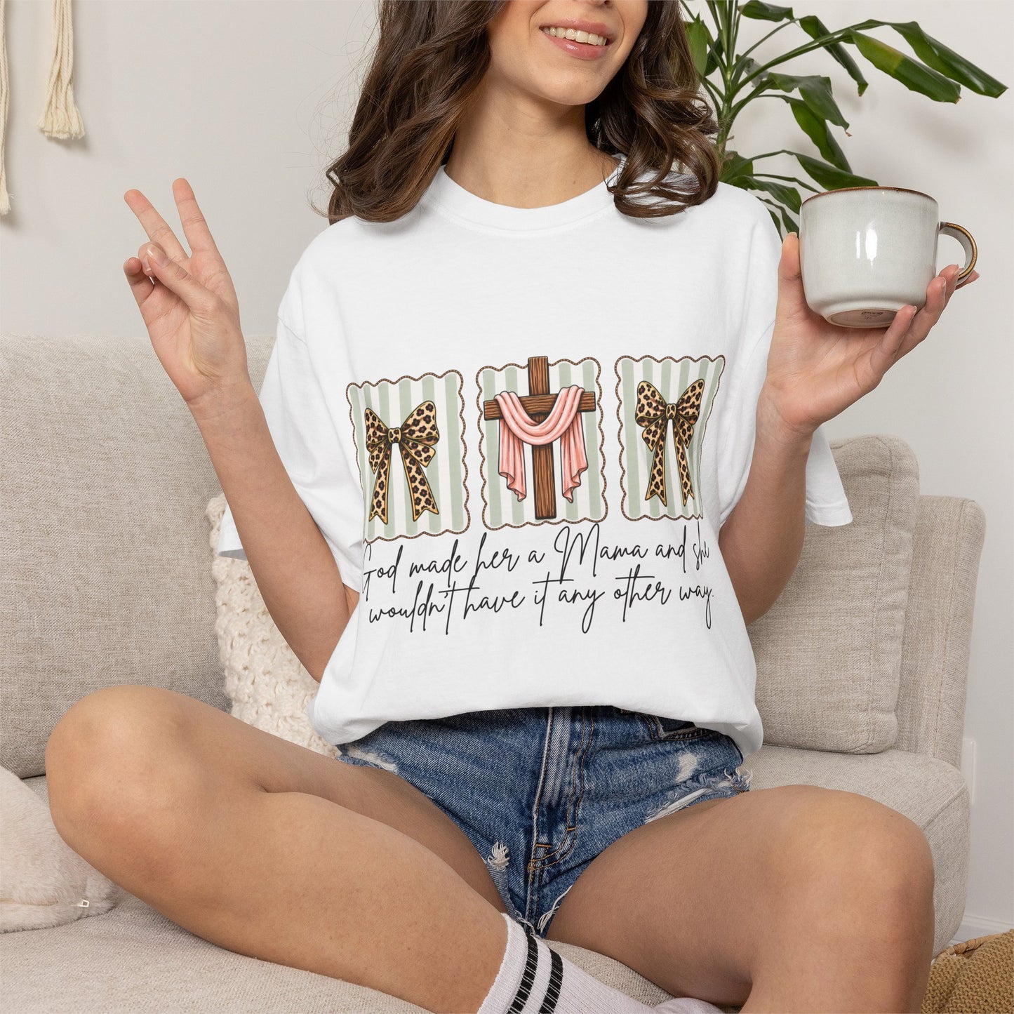 COMFORT COLORS - Graphic T-Shirt — "God Made Me a Mom and She Wouldn’t Have It Any Other Way" Gift Tee