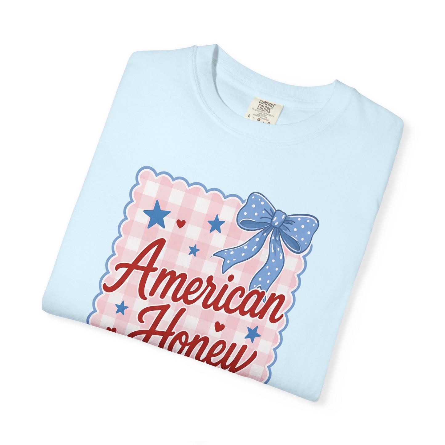 COMFORT COLORS - American Honey Graphic T-Shirt — Retro Patriotic Stars & Bows