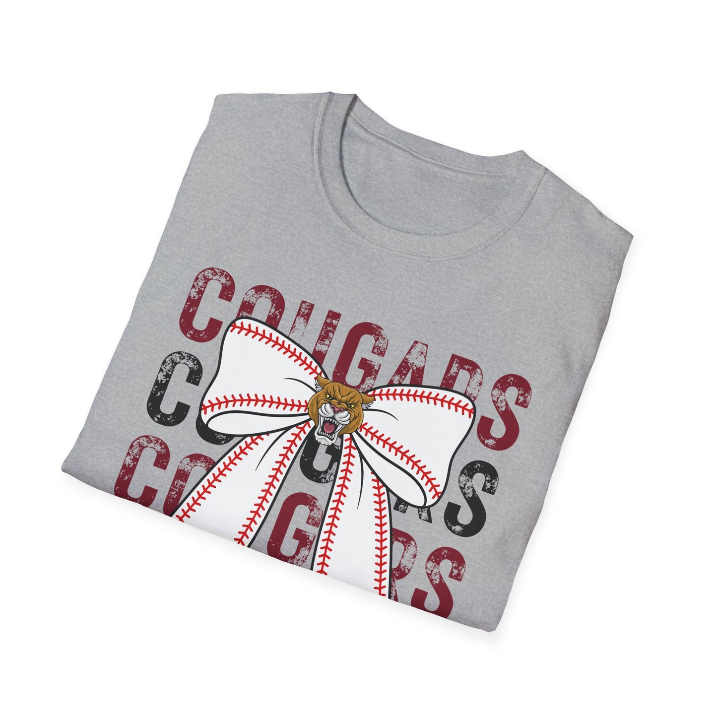 GILDAN - Cougars Bow Baseball T-Shirt — Cheer Team Spirit Tee